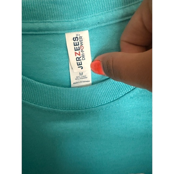 NWOT.‎ Jerzees Dri Power Puerto Rico Flag Graphic Teal Blue T-Shirt Medium - Picture 4 of 5